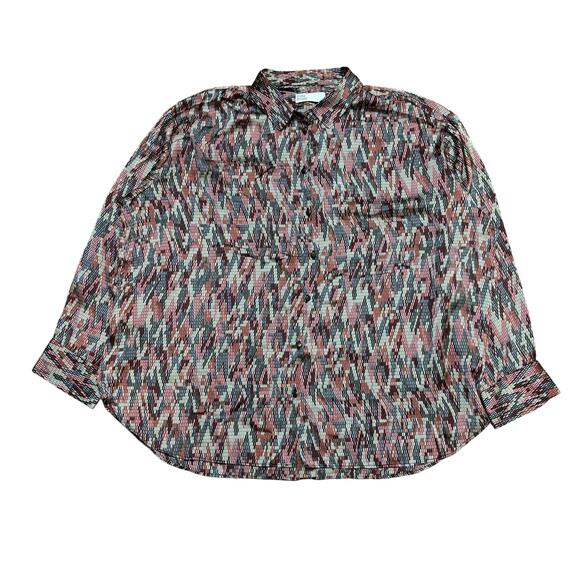 Pari Passu Retro Multicolor Oversized Blouse Button Up Top Women's 6 - Picture 1 of 9